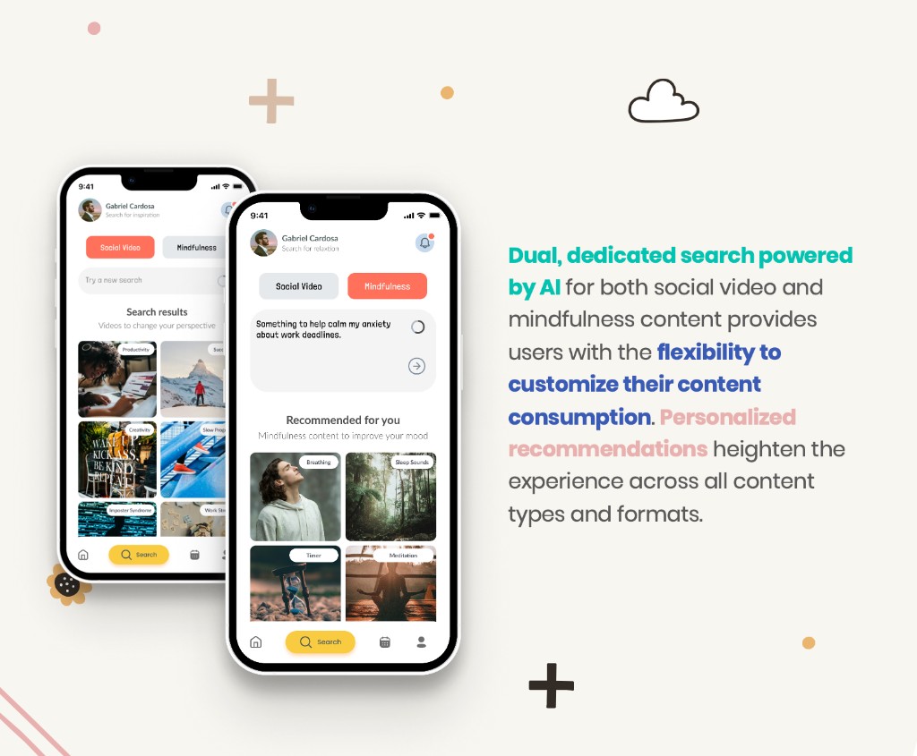 Paradigm — dual AI-powered search for social video and mindfulness content