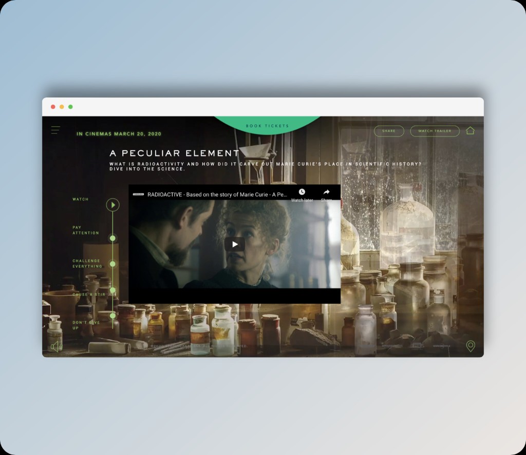 Radioactive — trailer and film content page