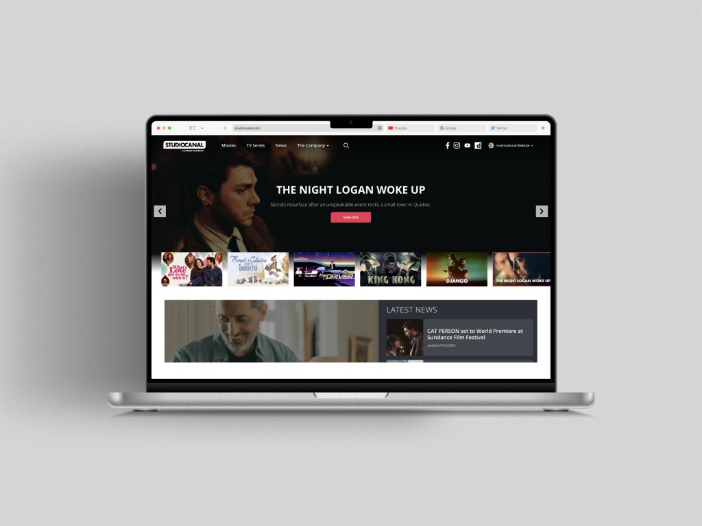 Studiocanal corporate website on MacBook Pro